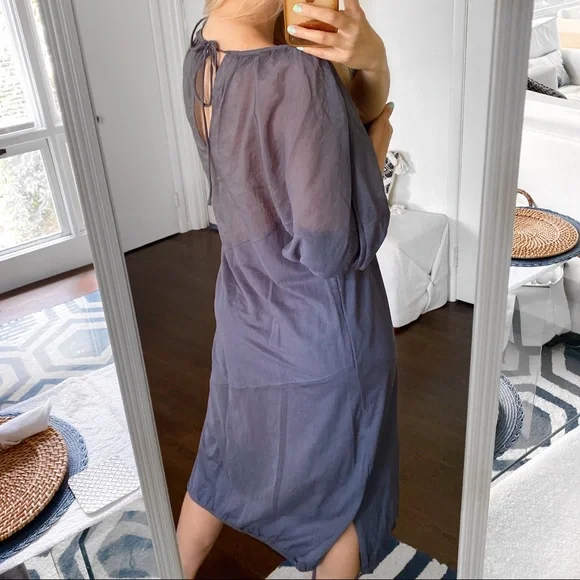 🐚 ZARA CONTEMPORARY MIDNIGHT BLUE LOOSE FIT PARTY SHEER MAXI DRESS! - Picture 4 of 12